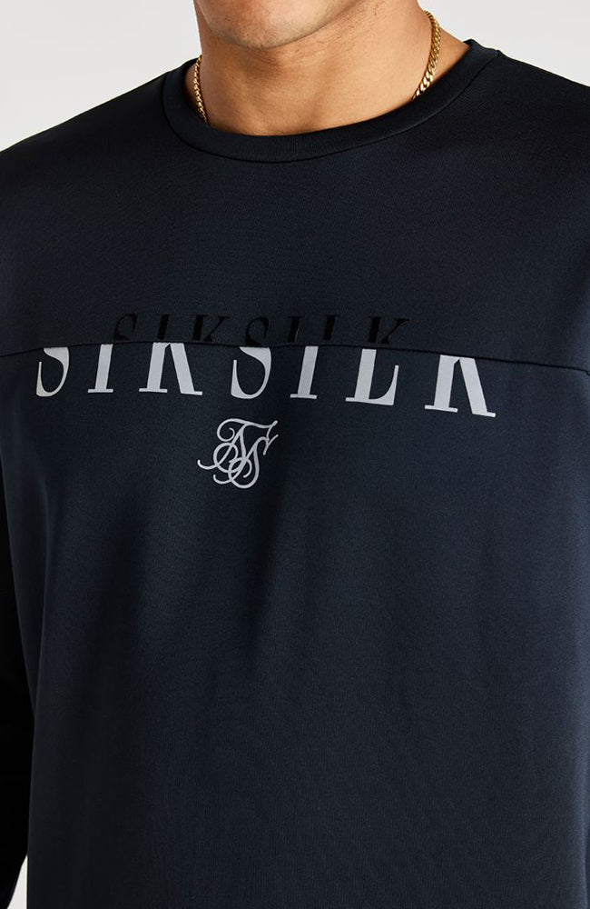 Siksilk Division Reflective Crew Neck Sweater - Black