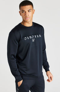 Siksilk Division Reflective Crew Neck Sweater - Black