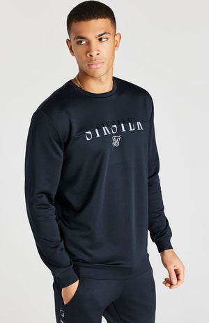 Siksilk Division Reflective Crew Neck Sweater - Black
