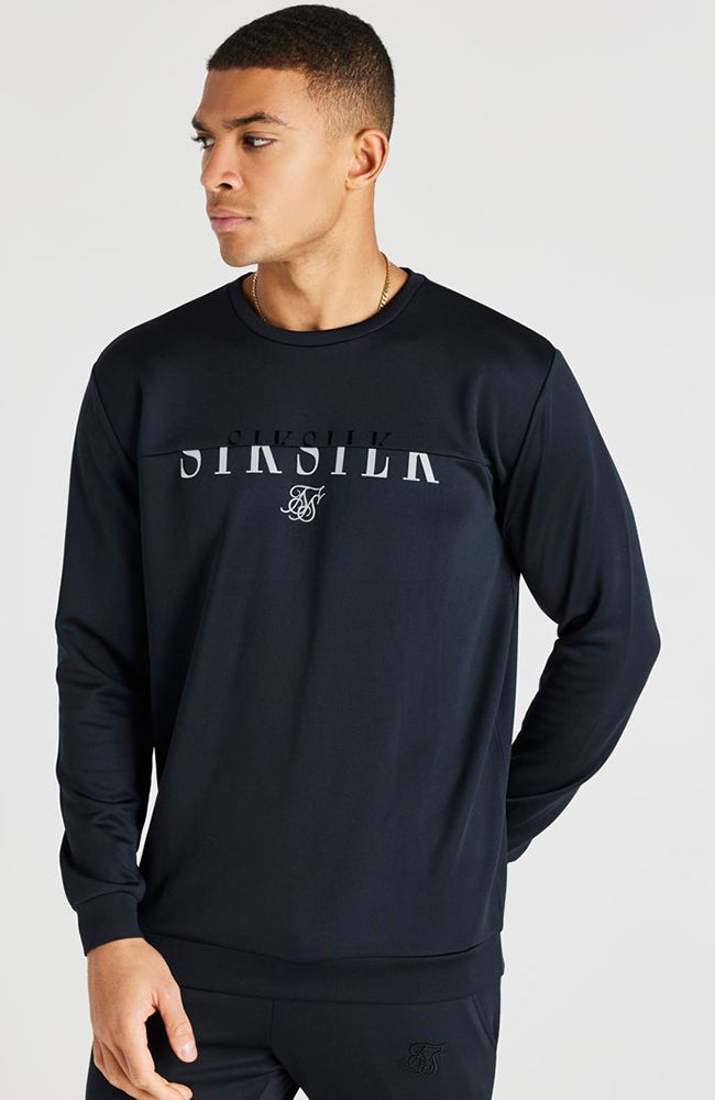Siksilk Division Reflective Crew Neck Sweater - Black
