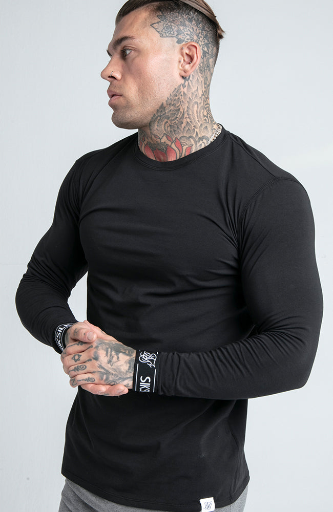 Siksilk Long Sleeve Lounge Tee - Black