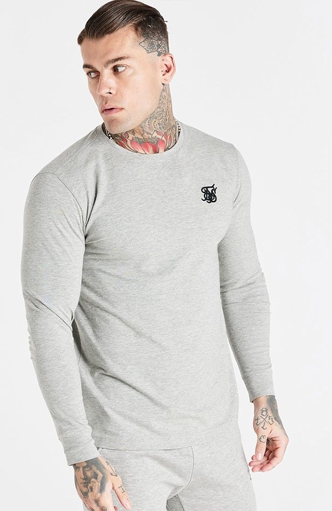 Siksilk Long Sleeve Gym Tee - Grey Marl