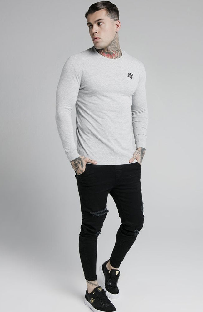 Siksilk Long Sleeve Gym Tee - Grey Marl
