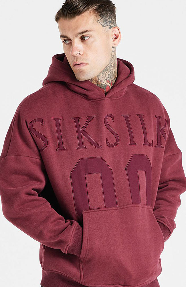 Siksilk Drop Shoulder Hoodie - Burgundy