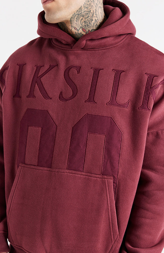 Siksilk Drop Shoulder Hoodie - Burgundy