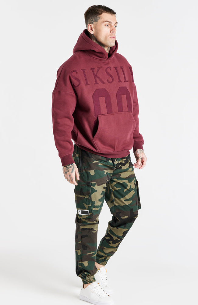 Siksilk Drop Shoulder Hoodie - Burgundy