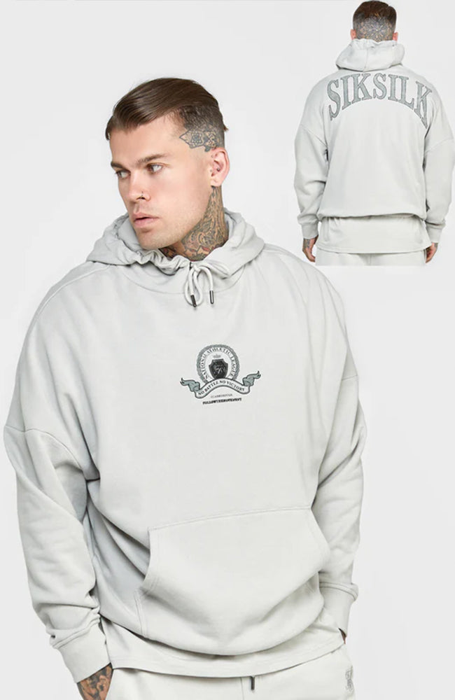 Siksilk Varsity Print Oversized Hoodie - Grey