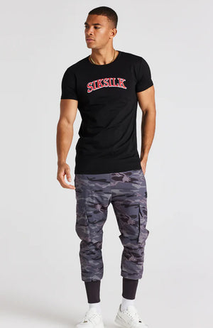 Siksilk Logo Short Sleeve Muscle Fit Tee - Black