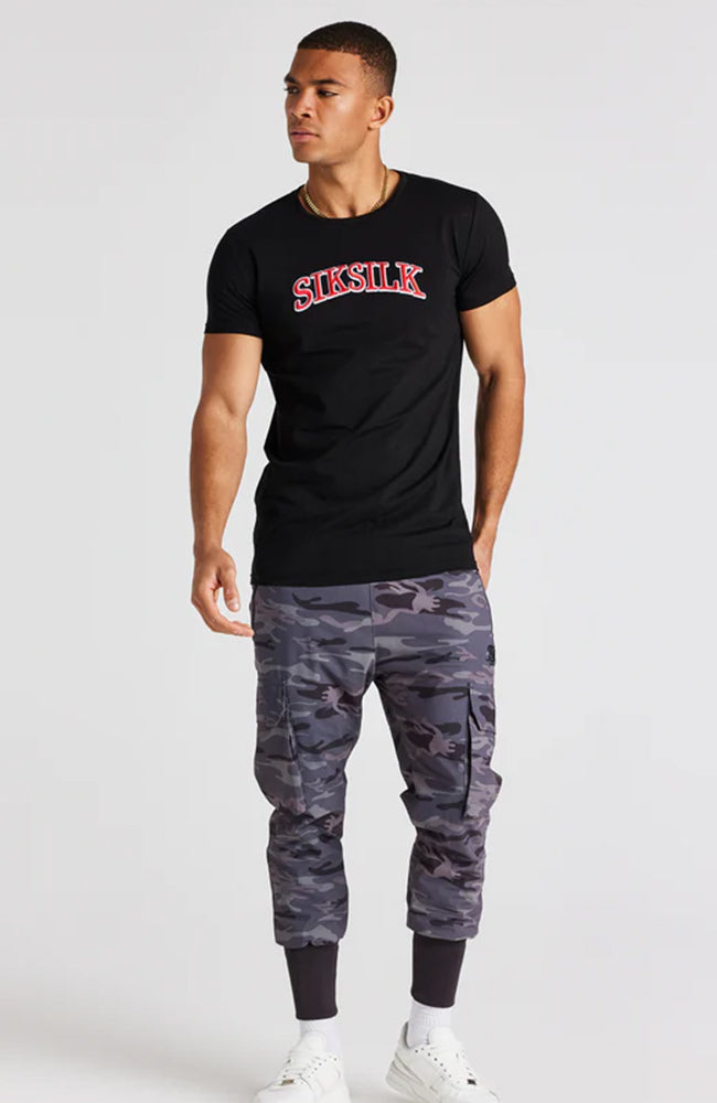 Siksilk Logo Short Sleeve Muscle Fit Tee - Black