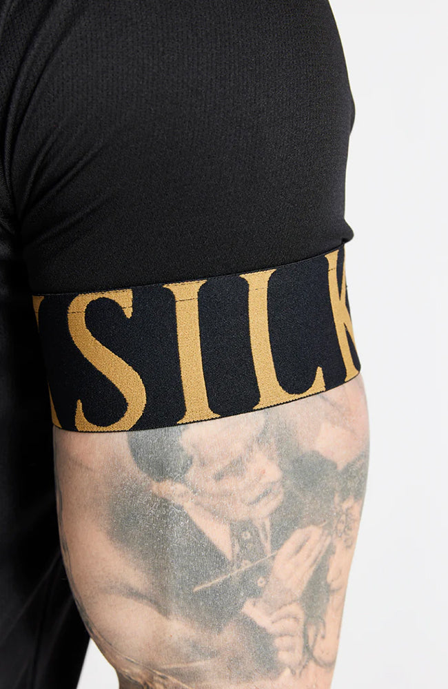 Siksilk Elastic Cuff T-Shirt - Black and Gold