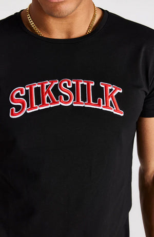 Siksilk Logo Short Sleeve Muscle Fit Tee - Black