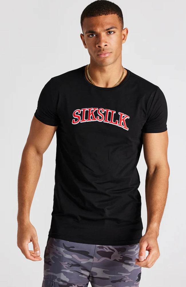 Siksilk Logo Short Sleeve Muscle Fit Tee - Black