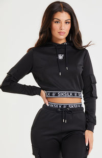 Siksilk Cargo Cropped Hoodie - Black
