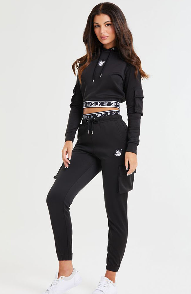 Siksilk Cargo Cropped Hoodie - Black