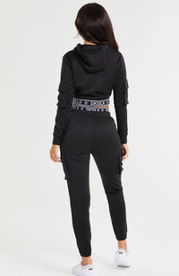 Siksilk Cargo Cropped Hoodie - Black